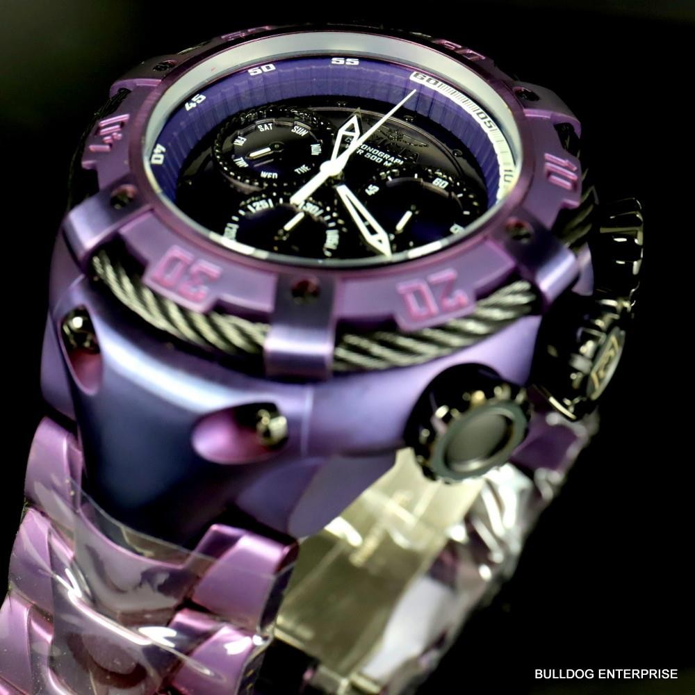 Invicta Thunderbolt Purple Stainless Steel 52mm Swiss Mvt Chronograph Watch New