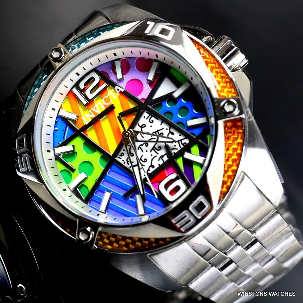 Invicta Romero Britto Limited Edition Stainless Steel Modern Art 50mm Watch New