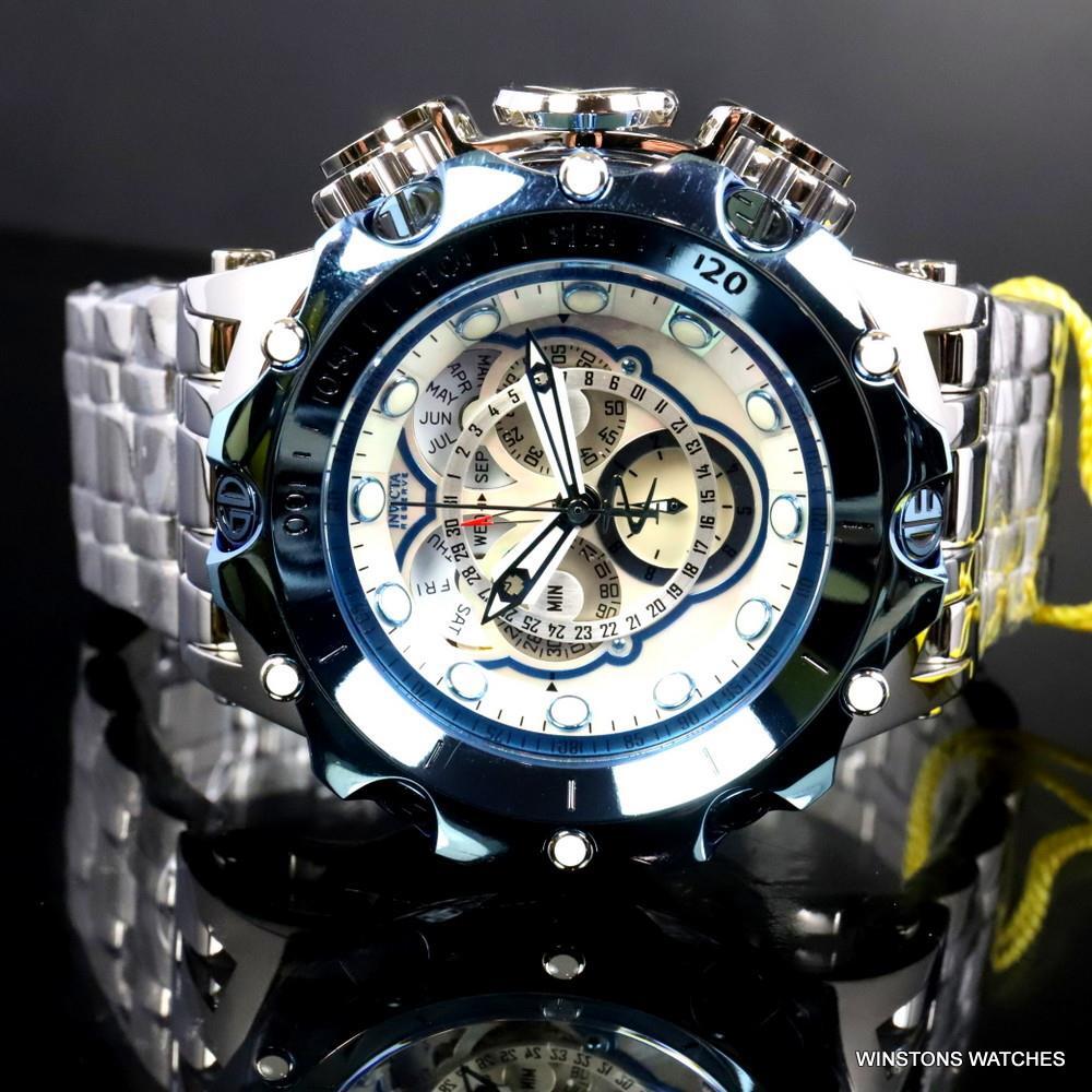 Invicta Reserve Venom Fusian Hybrid Swiss Master Calendar Steel White Watch New