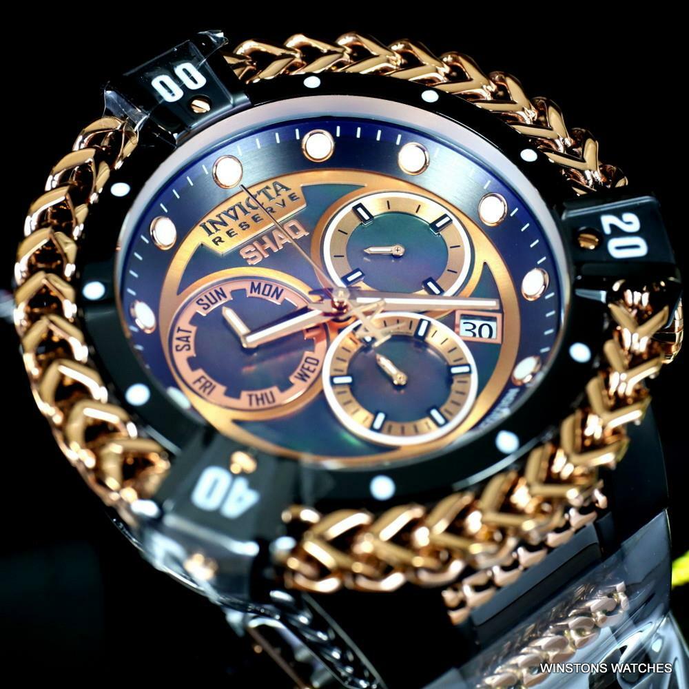 Invicta Reserve Shaq Hercules Black MOP Steel Rose Gold Swiss Mvt Watch 56mm New