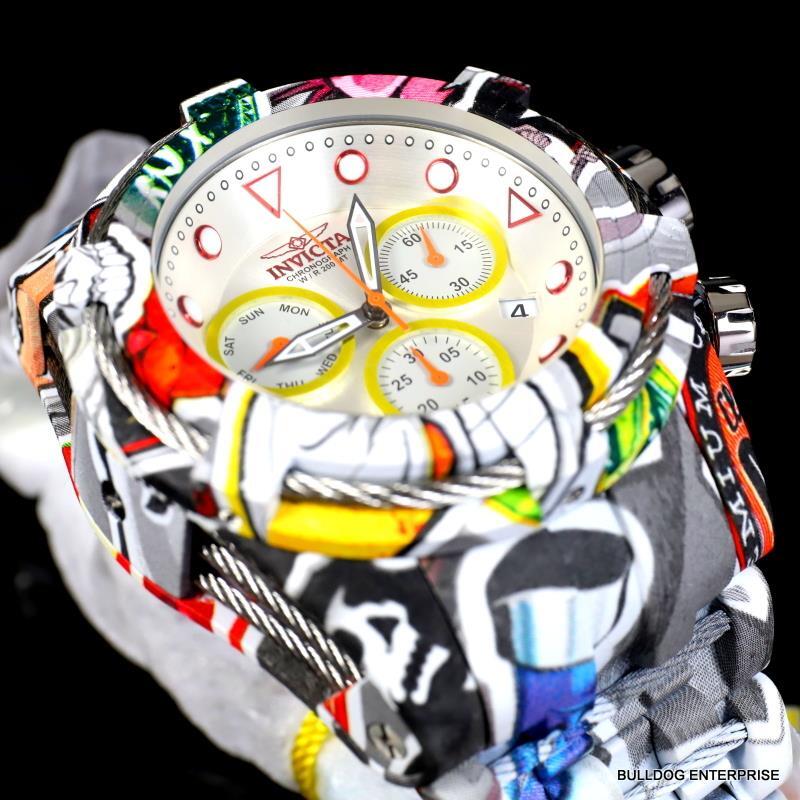 Invicta Bolt Zeus Hydroplated Bracelet Graffiti White Chronograph 52mm Watch New