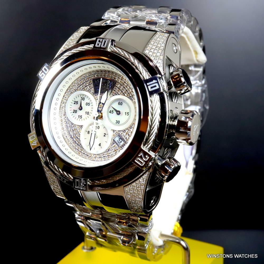 Invicta Reserve Bolt Zeus Diamond 50mm Polished Stainless Steel Swiss Watch New