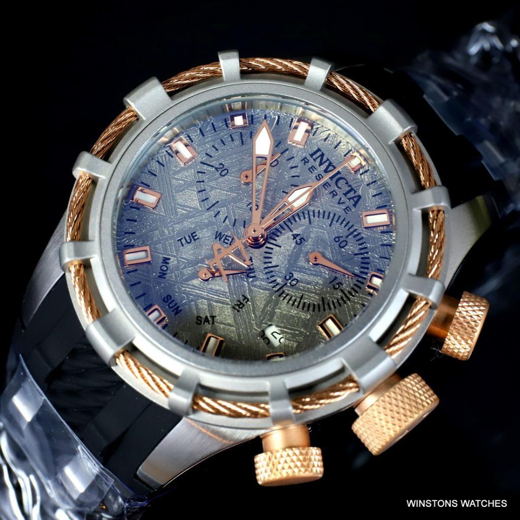 Invicta Reserve Bolt Muonionalusta Meteorite 40mm Gold Tone Swiss Mvt Watch New