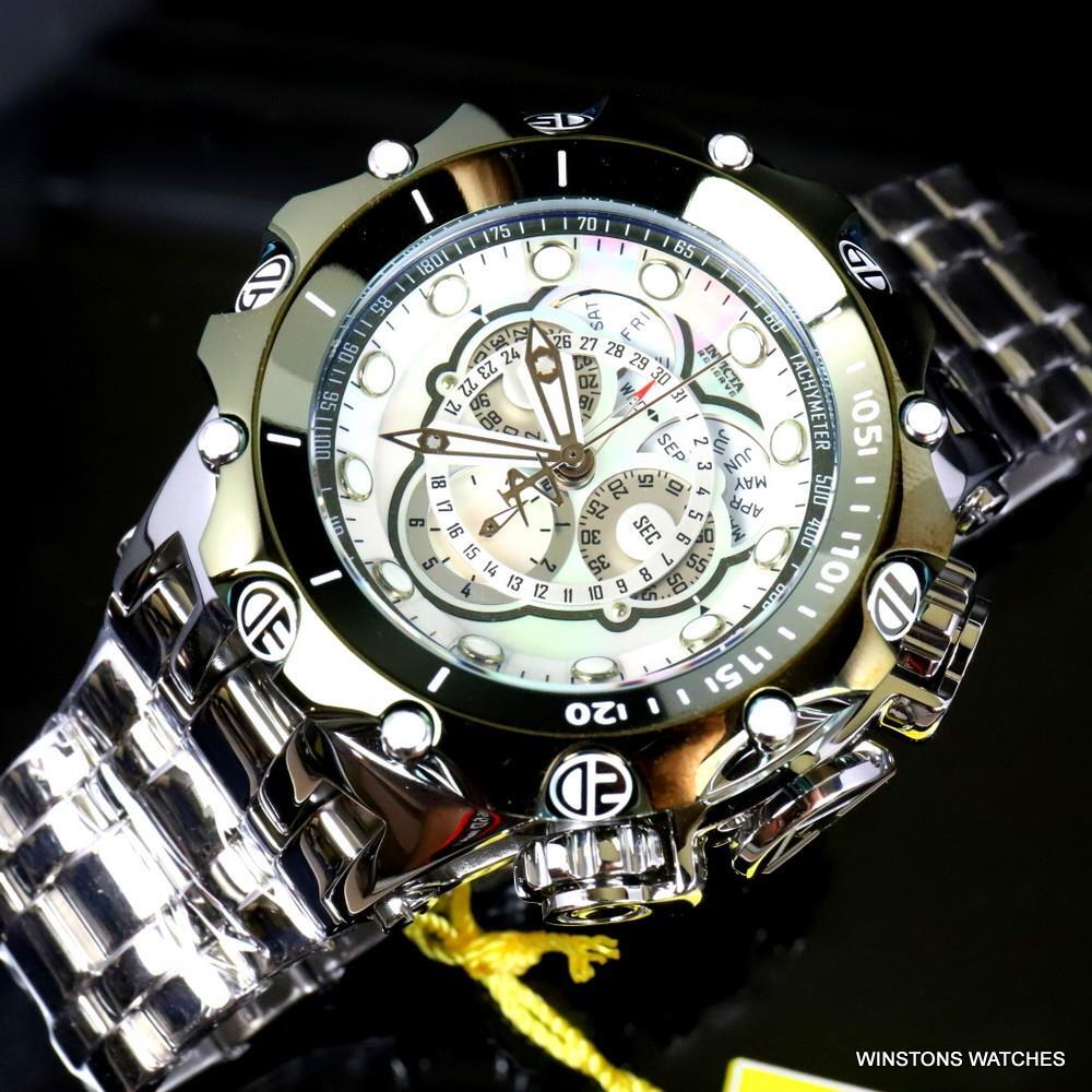 Invicta Reserve Venom Fusian Hybrid Swiss Master Calendar Steel Green Watch New