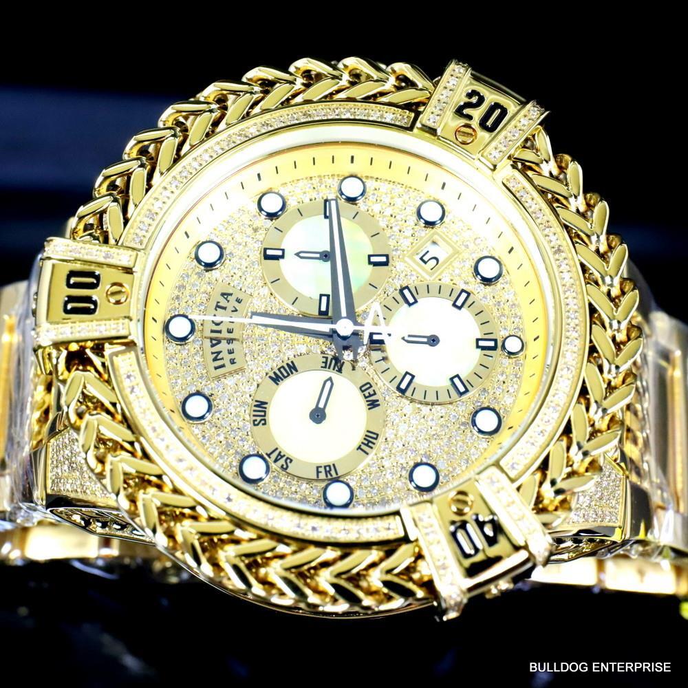 Invicta Reserve Bolt Hercules 2.26 CTW Diamond Gold Plated Steel Swiss Watch New