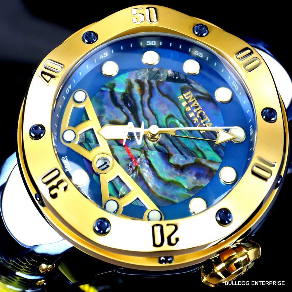 Invicta Reserve Kraken Swiss R150 Automatic Abalone Blue Steel Watch 52mm New