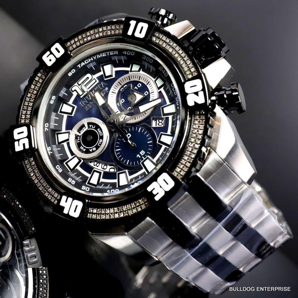 Invicta Shaq Grand Octane .75 CTW Diamond Black MOP Swiss 63mm Steel Watch New