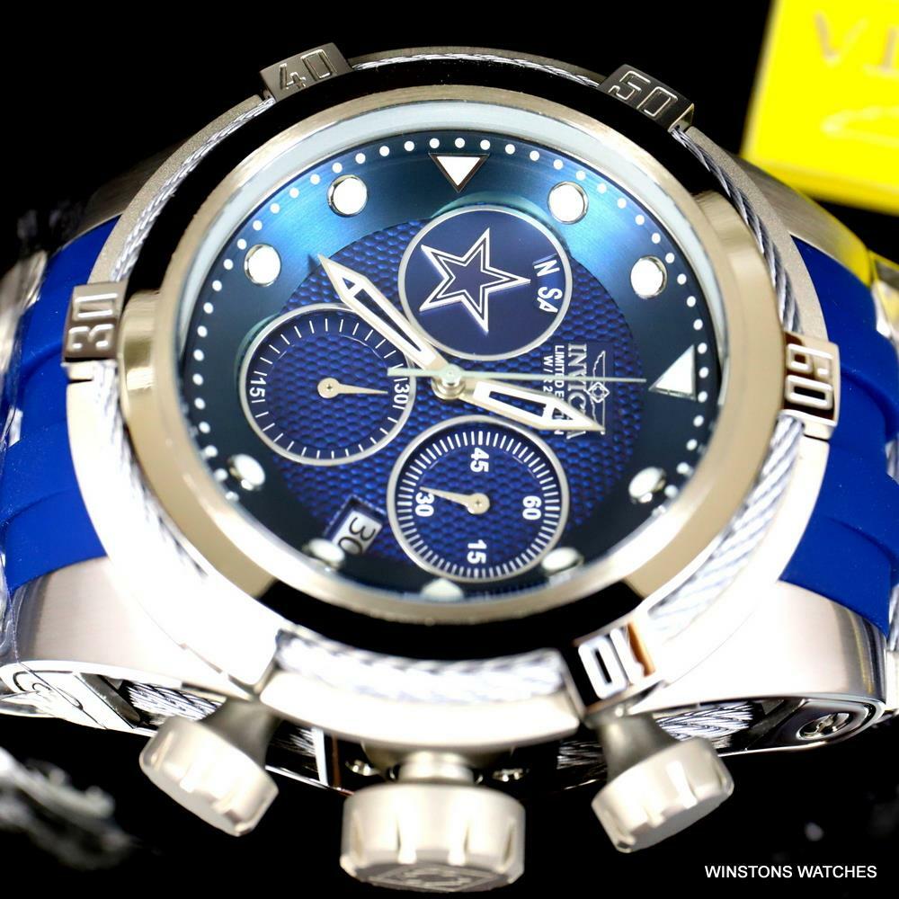 Invicta NFL Bolt Zeus Dallas Cowboys Chronograph Swiss Mvt Blue 52mm Watch New