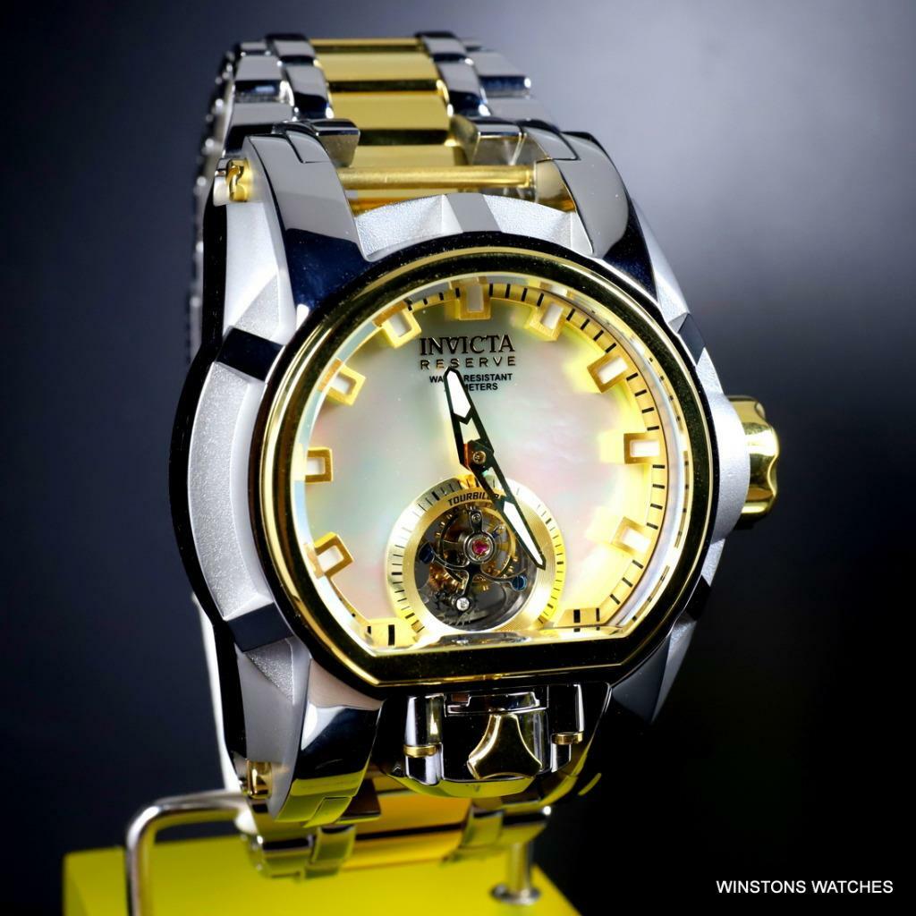 Invicta Reserve Magnum Bolt Zeus Tourbillon MOP 2 Tone Steel 52mm Watch New