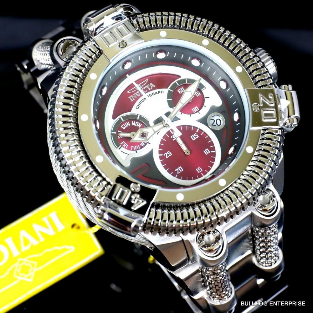 Invicta King Python Stainless Steel Ronda Z60 Burgandy Chronograph Watch New