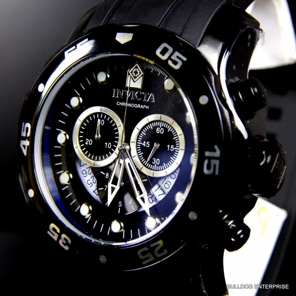 Invicta Pro Diver Scuba Black Chronograph Rubber Black Combat Watch New