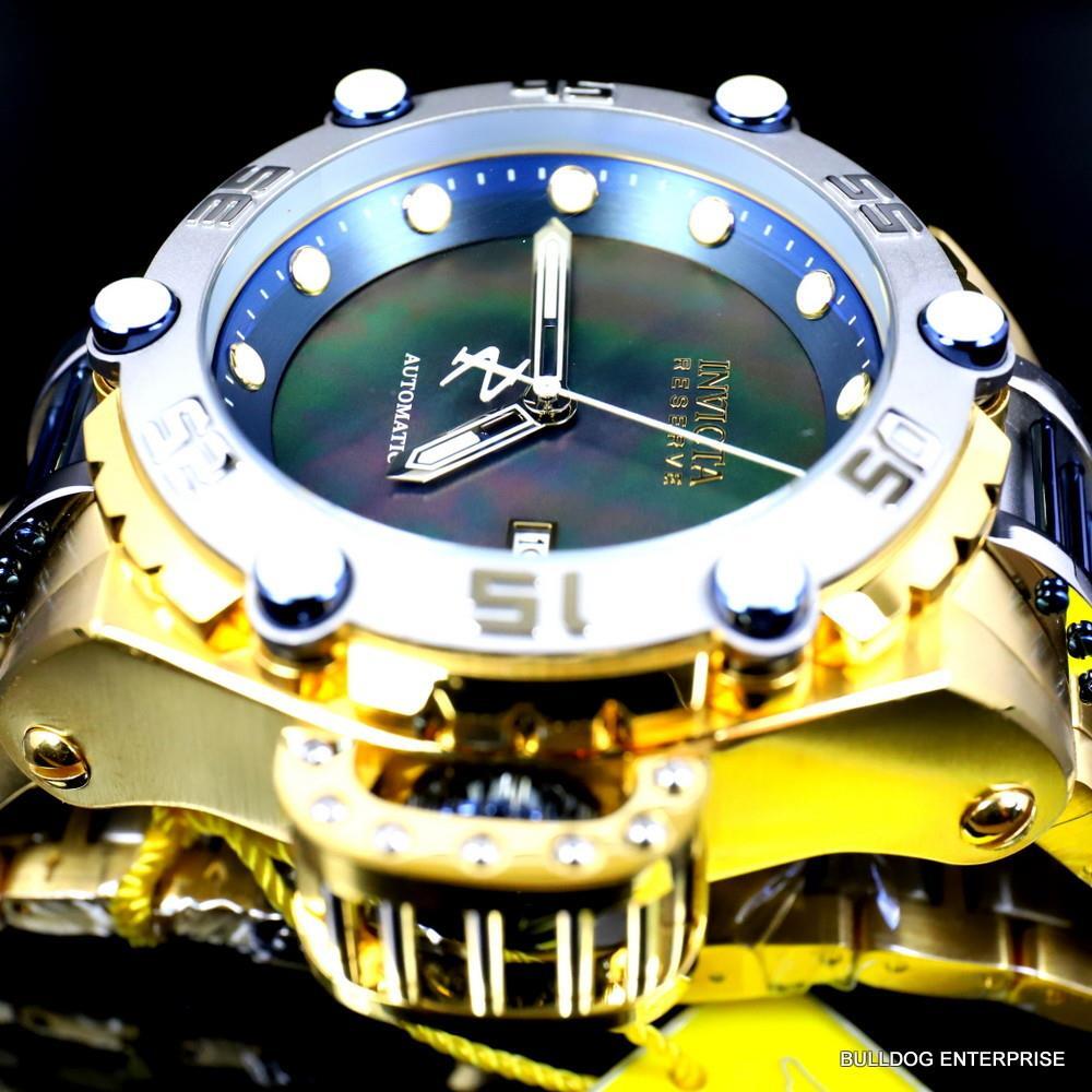 Invicta Reserve Flying Fox Gold 2 Tone Steel Black MOP Automatic 52mm Watch New