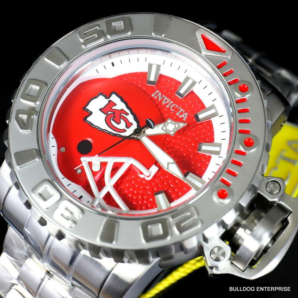 Invicta Sea Hunter Gen II NFL Kansas City Chiefs 70mm Steel Automatic Watch New