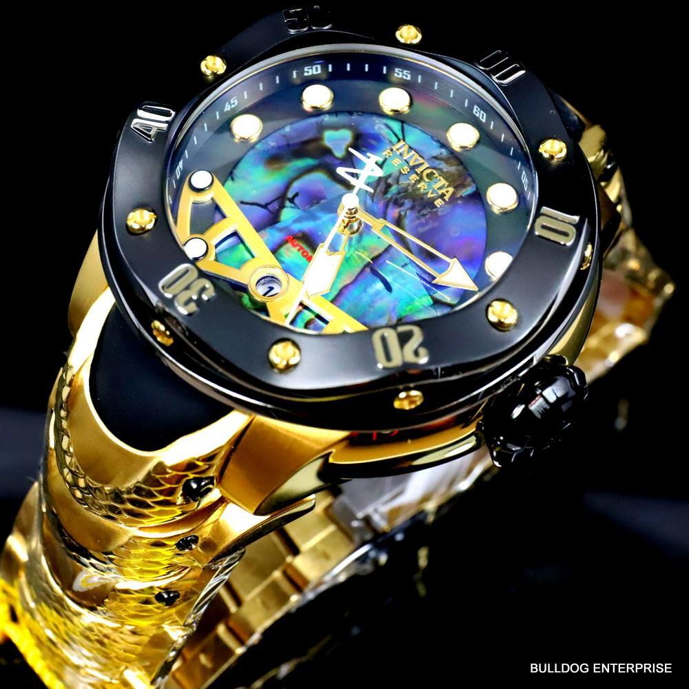 Invicta Reserve Kraken Swiss R150 Automatic Abalone Gold Plated Watch 52mm New