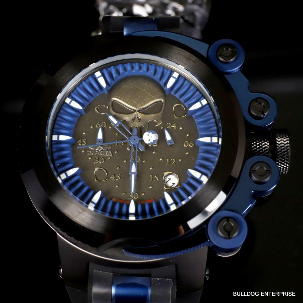 Invicta Marvel Punisher Coalition Forces Trigger 56mm Blue Black Watch New