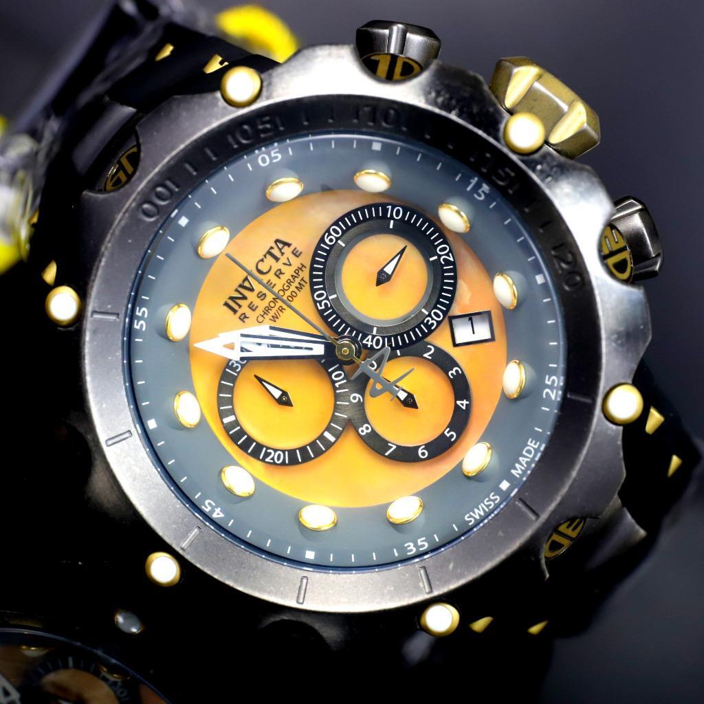 Invicta Reserve Venom Gen II Swiss Made Distressed Black Gold MOP 52mm Watch New