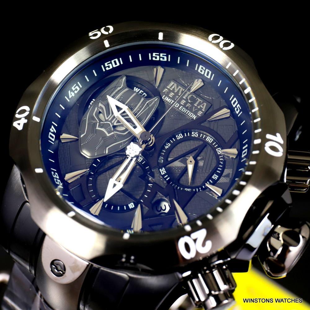 Invicta Marvel Black Panther Reserve Venom 52mm Steel Swiss Mvt Chrono Watch New
