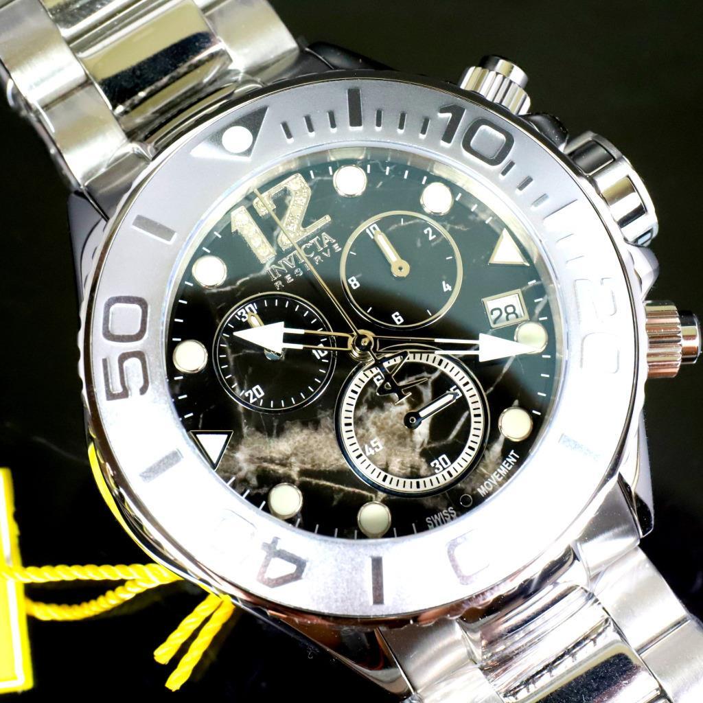 Invicta Masterpiece Reserve Grand Diver Black Marble Diamond Swiss ETA Watch