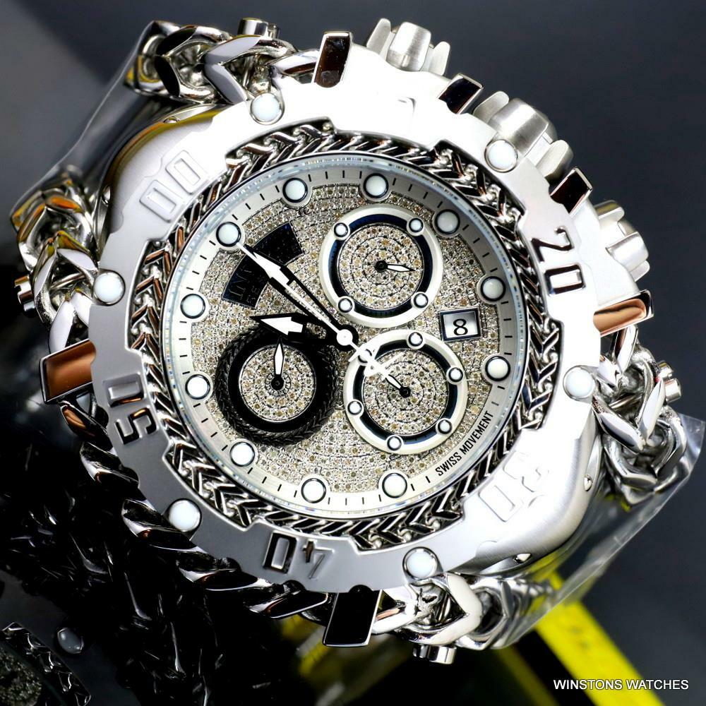 Invicta Réserve Gladiateur 1.17CTW Diamant Inox Acier Suisse 61mm Montre Neuve