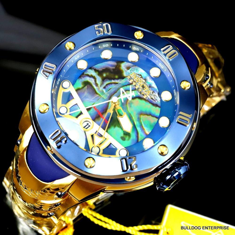 Invicta Reserve Kraken Swiss R150 Automatic Abalone Gold Plated Watch 52mm New