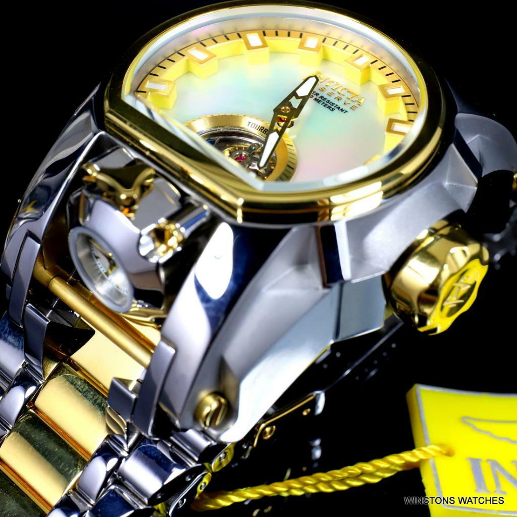 Invicta Reserve Magnum Bolt Zeus Tourbillon MOP 2 Tone Steel 52mm Watch New