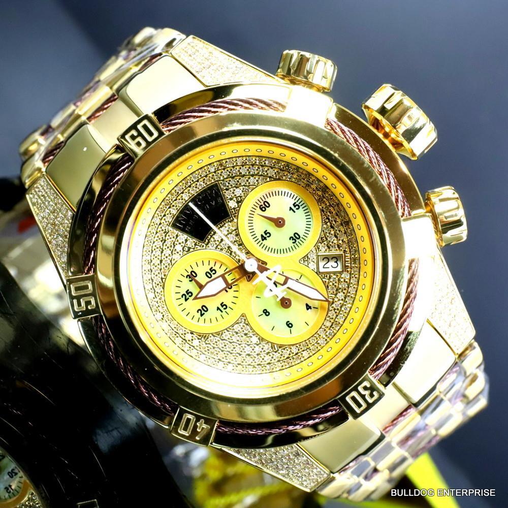 Invicta Reserve Bolt Zeus 1.31 CTW Diamond Gold Plated Steel Swiss Mvt Watch New