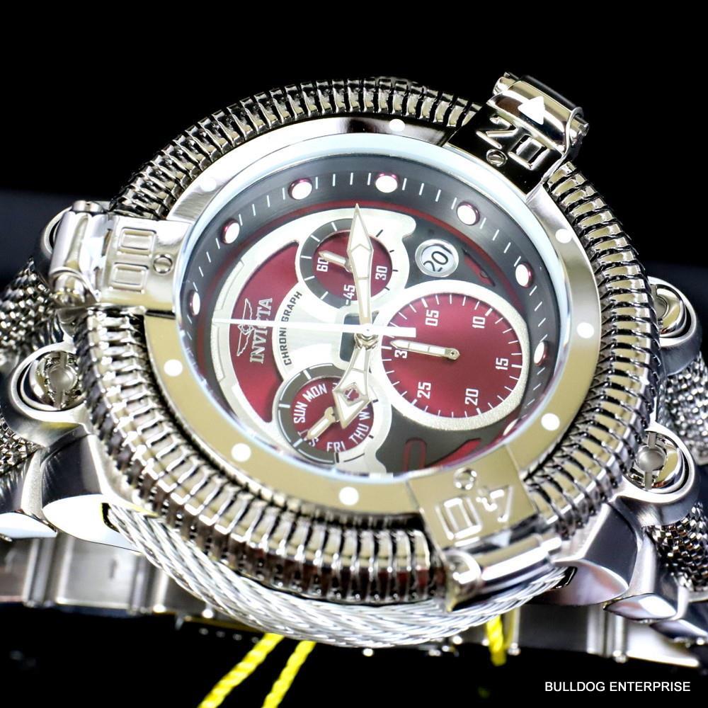 Invicta King Python Stainless Steel Ronda Z60 Burgandy Chronograph Watch New