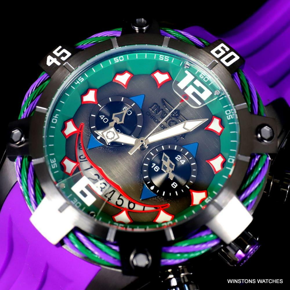 Invicta DC Comics Joker Bolt Limited Edition 50mm Purple Chronograph Watch New
