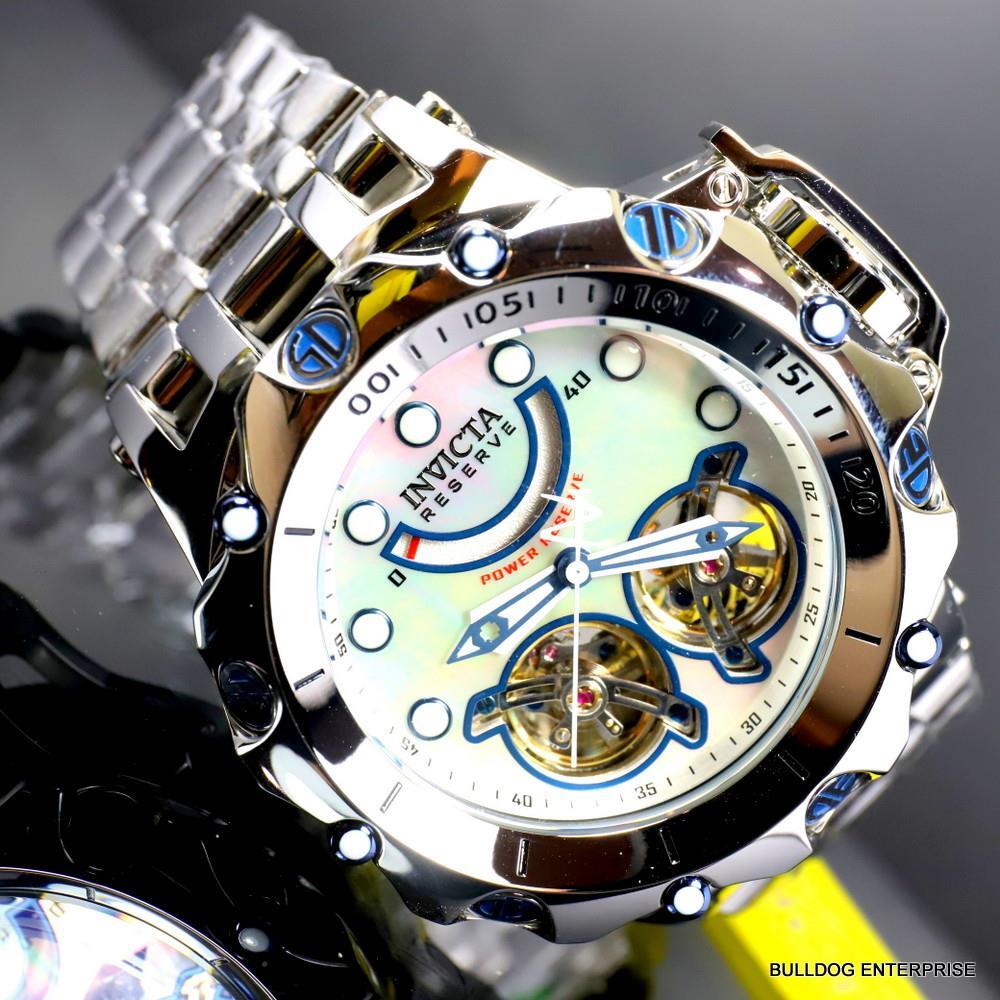 Invicta Reserve Venom Fusion Double Open Heart Automatic Steel MOP Watch New
