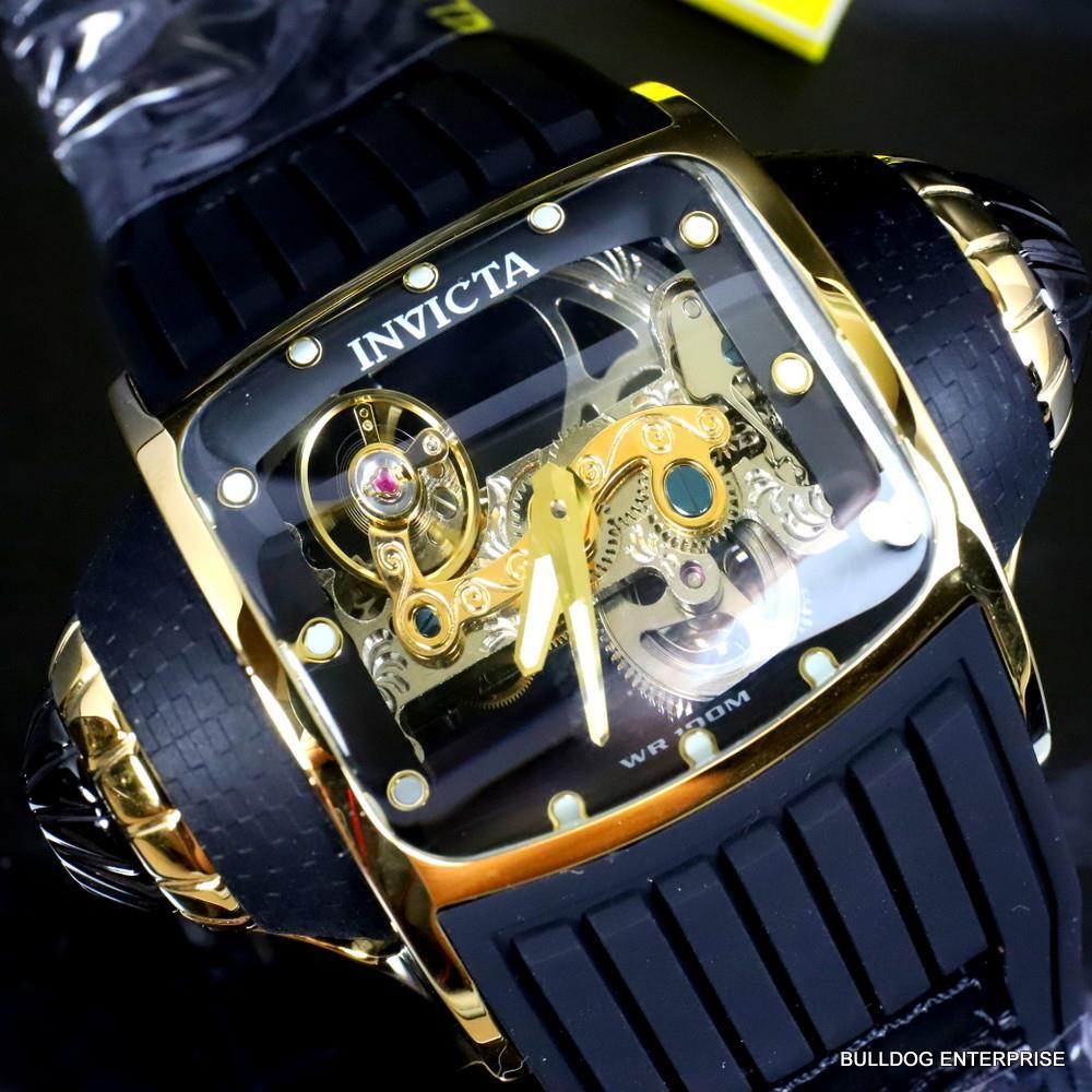 Invicta Vintage Ghost Bridge Automatic Clear Skeletonized Gold 68mm Watch New