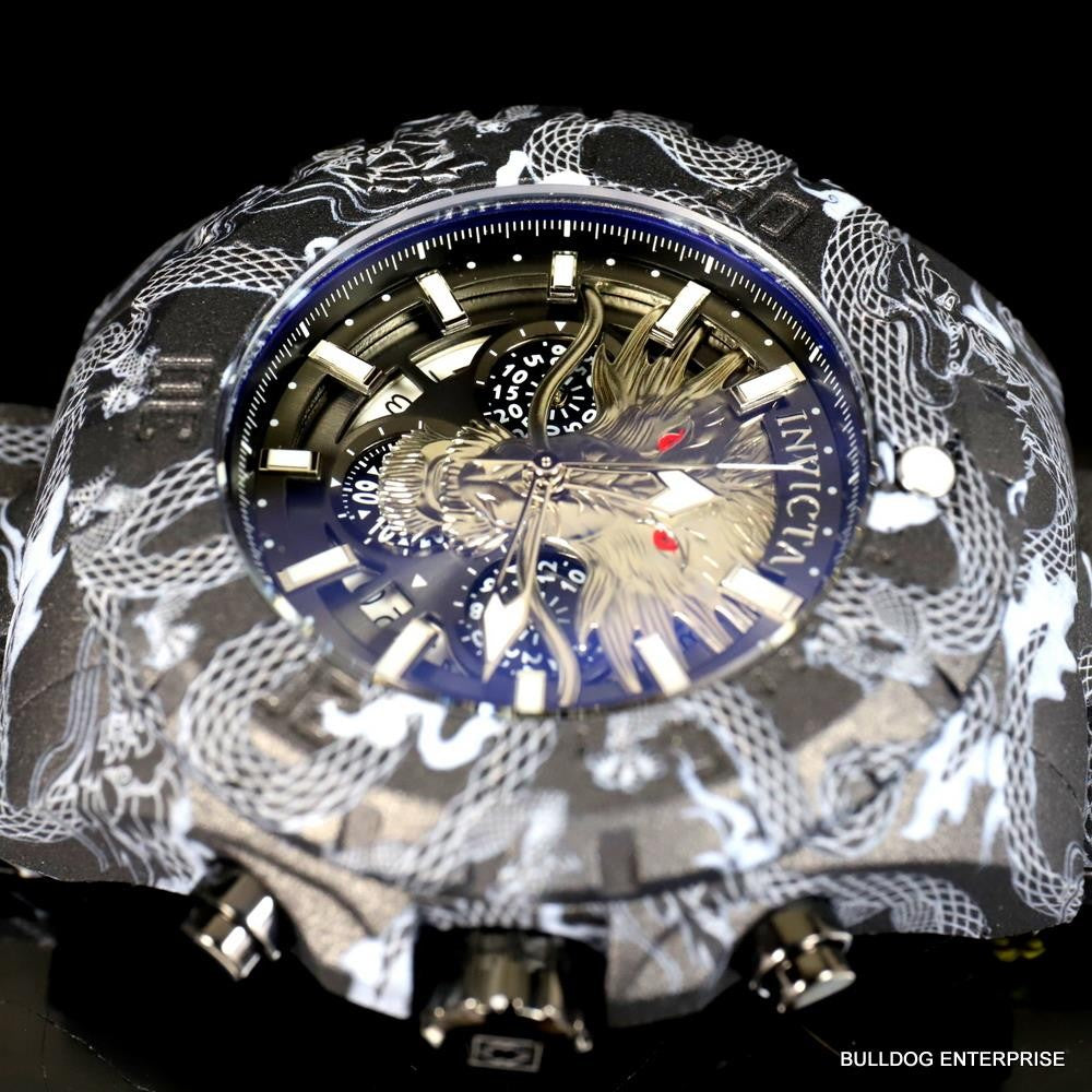 Invicta Pro Diver Dragon Hydroplated Steel 52mm Gray Black Chronograph Watch New