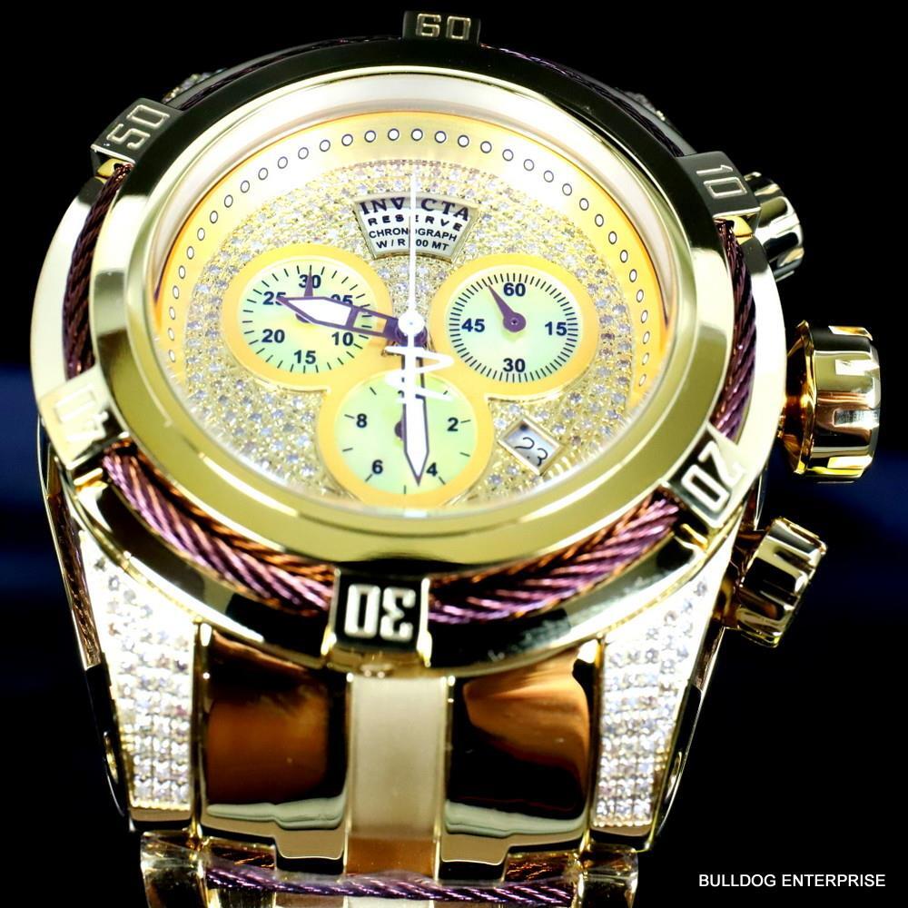 Invicta Reserve Bolt Zeus 1.31 CTW Diamond Gold Plated Steel Swiss Mvt Watch New