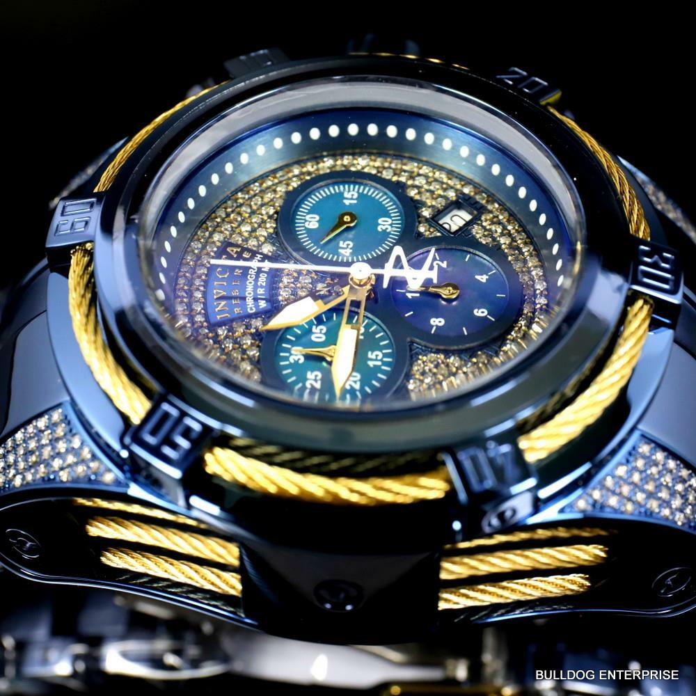 Invicta Bolt Zeus Blue Label 1.31 CTW Diamond Swiss Mvt Steel 52mm Watch New