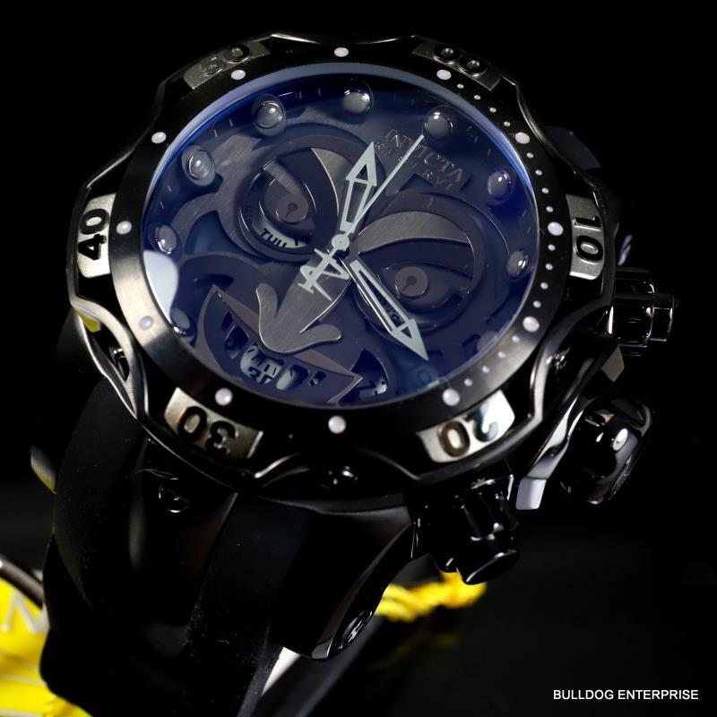 Invicta Reserve Venom DC Comics Joker Black Combat 52mm Swiss Mvt Watch New