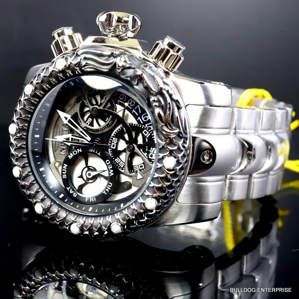 Invicta Venom Subaqua Dragon Scale Stainless Steel Guntmetal 52mm Watch New