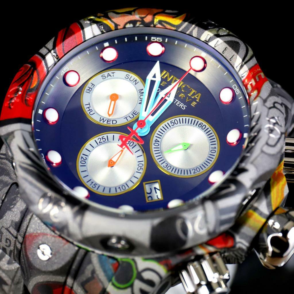 Invicta Reserve Venom Graffiti Swiss Mvt Gray Hydroplated Steel 52mm Watch New
