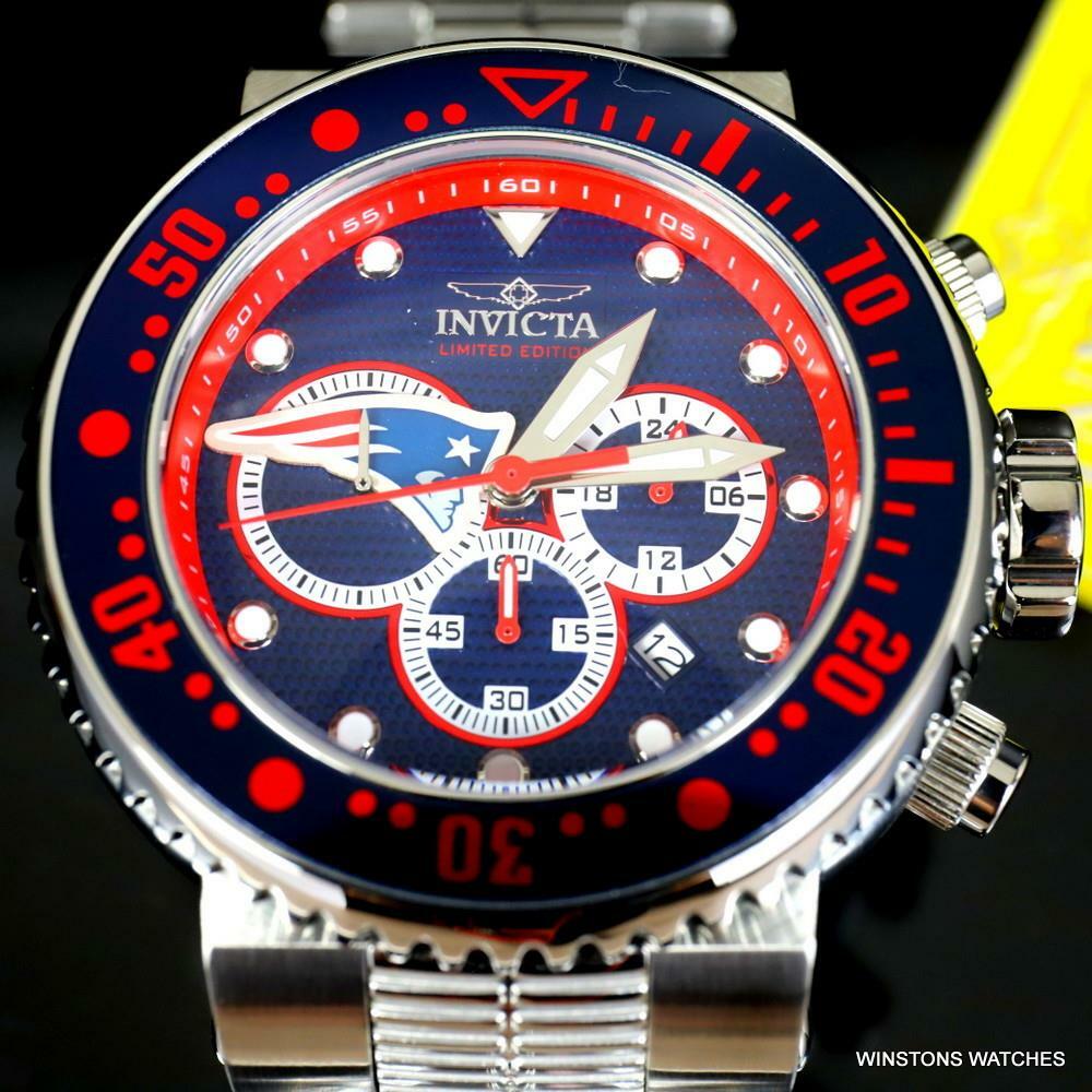 Invicta NFL Grand Pro Diver New England Patriots Blue Chronograph 52mm Watch New