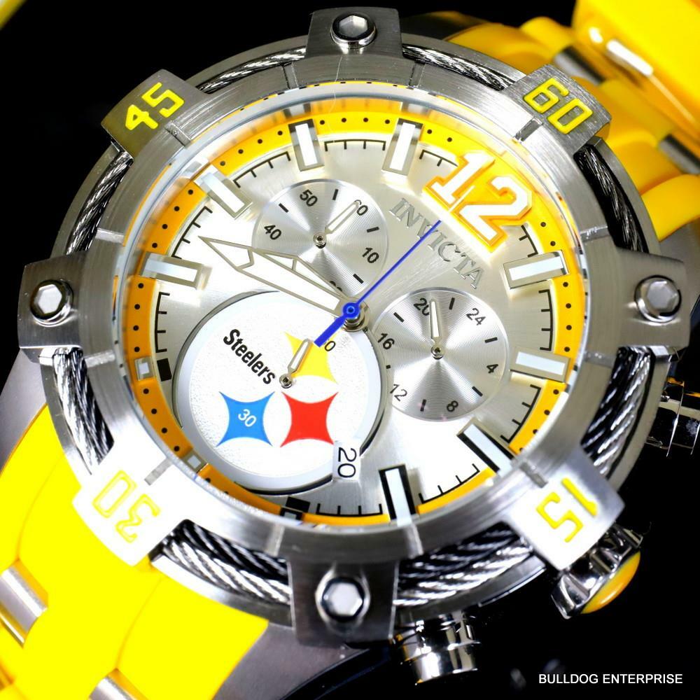 Invicta NFL Pittsburgh Steelers Bolt Pro Diver Scuba Chronograph Watch 52mm New