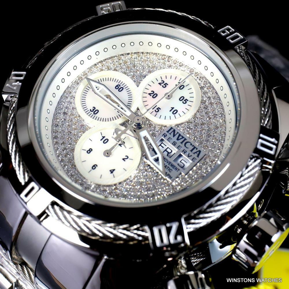 Invicta Reserve Bolt Zeus Diamond Swiss Automatic SW500 Mvt Steel Watch 52mm New
