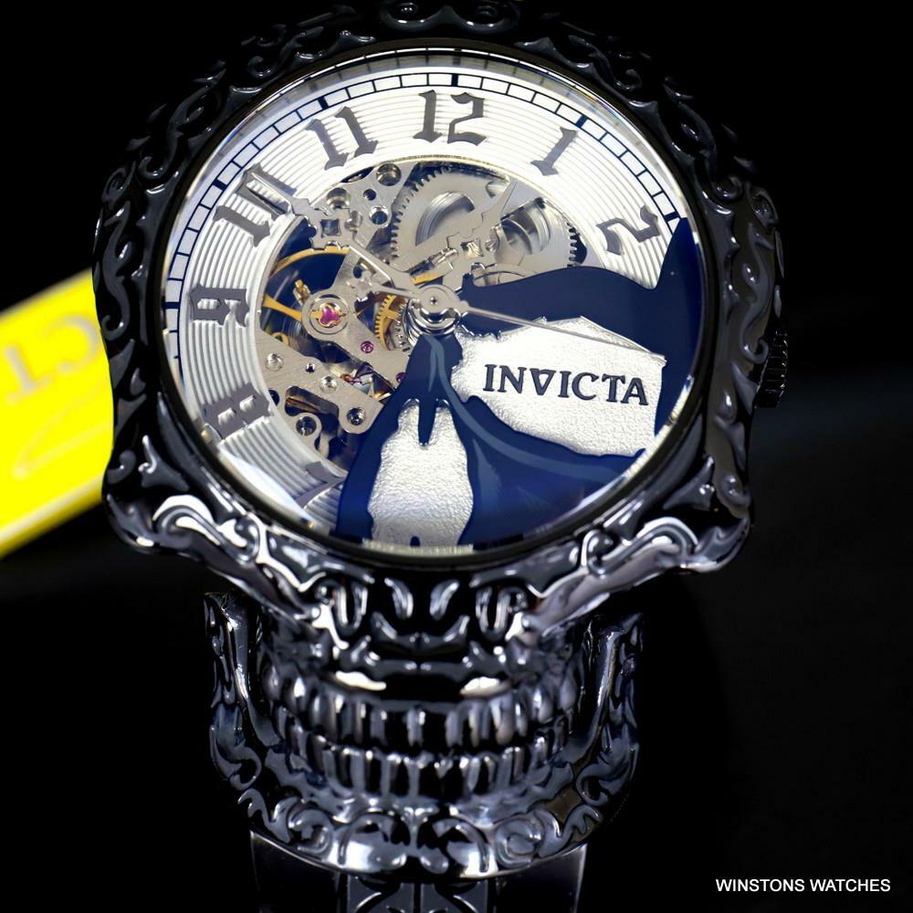 Invicta Artist Skull Automatic Skeletonized Black Stainless Steel 50mm Watch New
