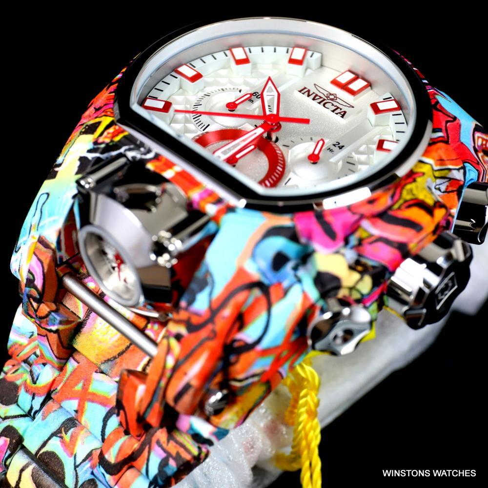 Invicta Reserve Bolt Zeus Magnum Graffiti Steel Red Swiss Mvt Watch 52mm New