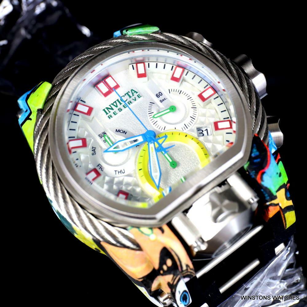 Invicta Reserve Bolt Zeus Magnum Graffiti White Swiss Mvt Dials Watch 52mm New
