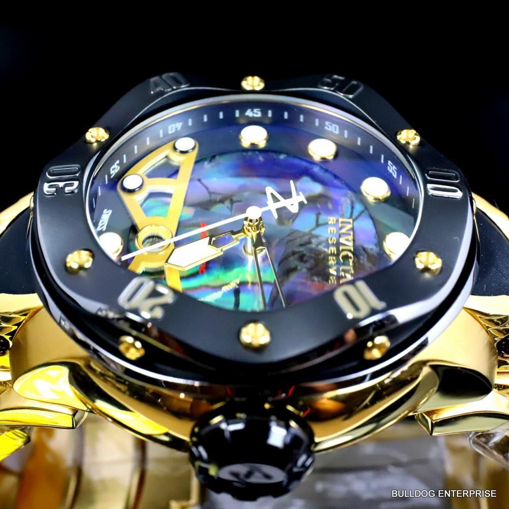 Invicta Reserve Kraken Swiss R150 Automatic Abalone Gold Plated Watch 52mm New