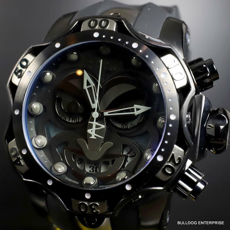 Invicta Reserve Venom DC Comics Joker Black Combat 52mm Swiss Mvt Watch New