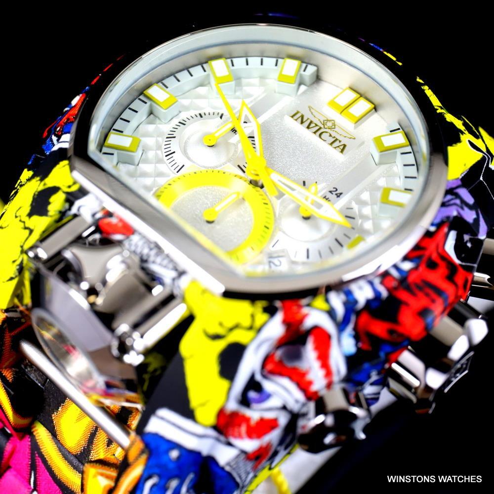 Invicta Reserve Bolt Zeus Magnum Graffiti Steel Yellow Swiss Mvt Watch 52mm New