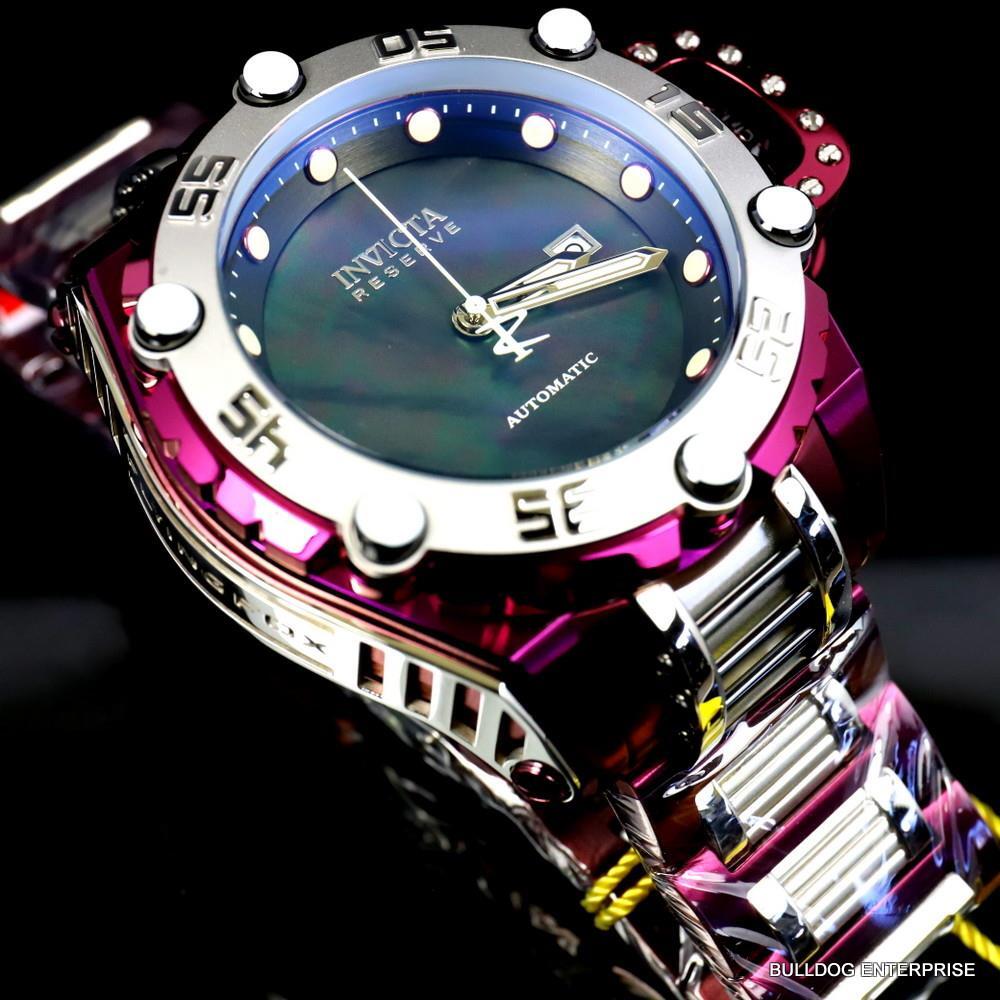 Invicta Reserve Flying Fox Burgandy Steel Black MOP Automatic 52mm Watch New