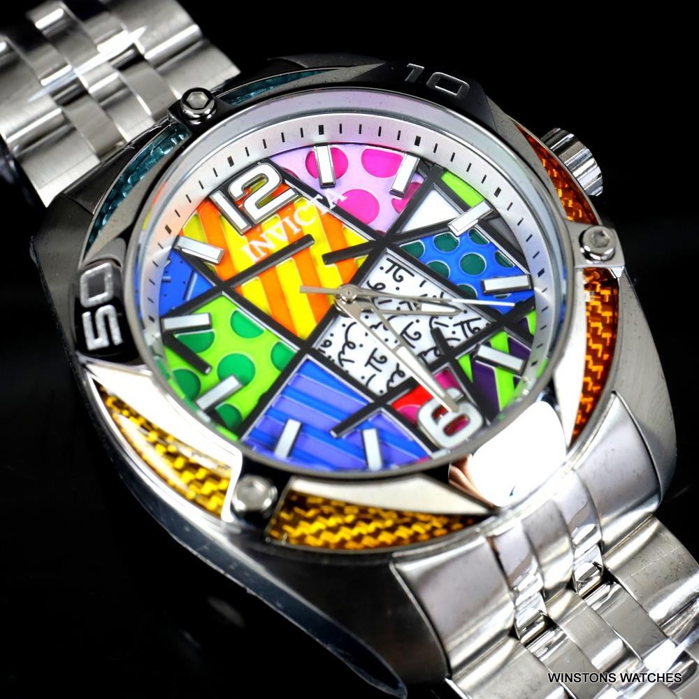 Invicta Romero Britto Limited Edition Stainless Steel Modern Art 50mm Watch New