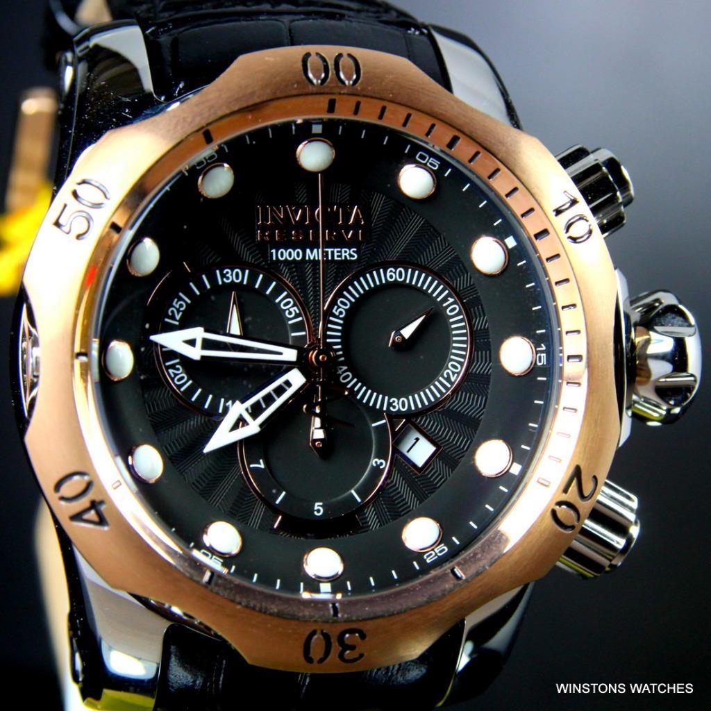 Invicta Reserve Venom Elegant Black Rose Gold Tone Swiss Mvt 52mm Watch New