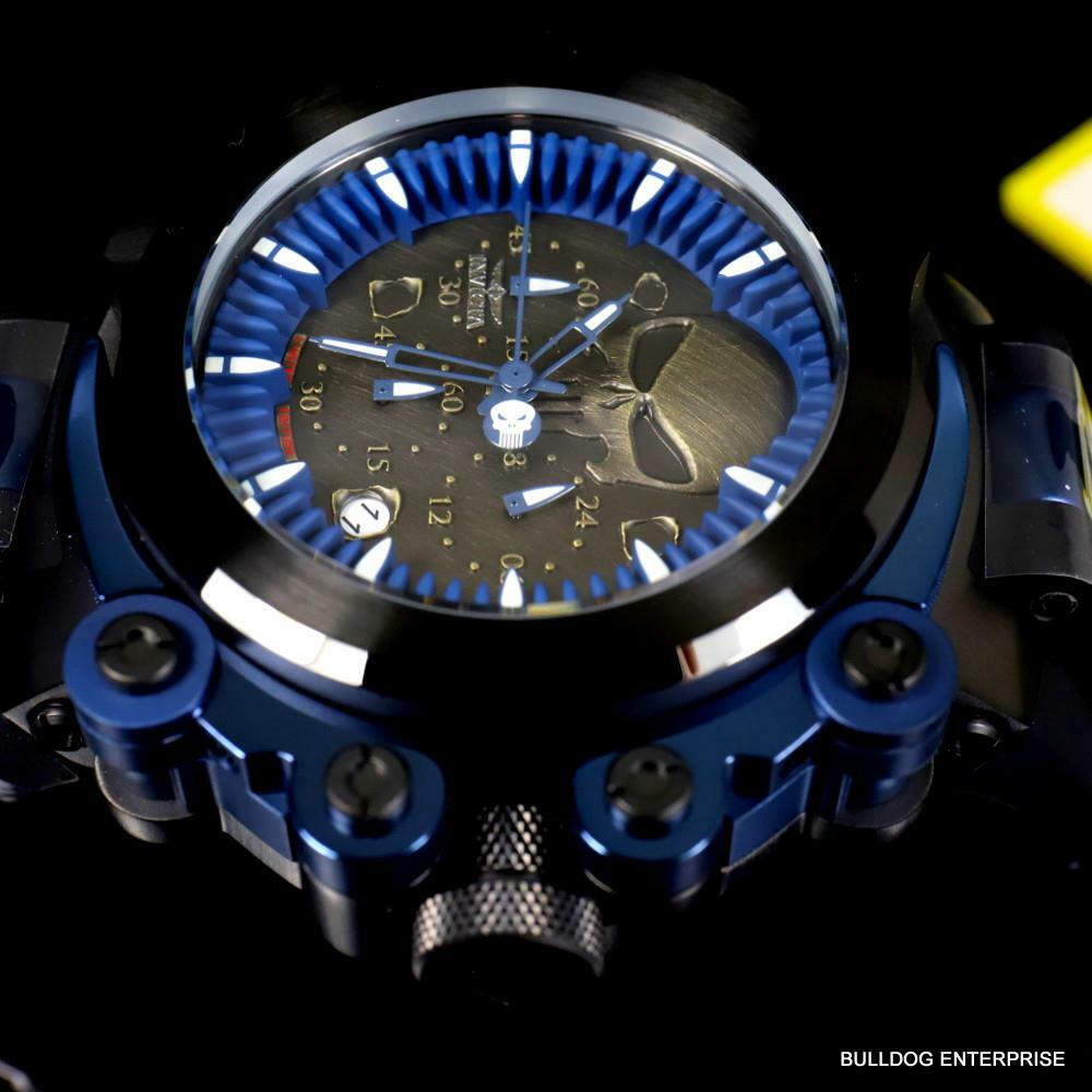 Invicta Marvel Punisher Coalition Forces Trigger 56mm Blue Black Watch New