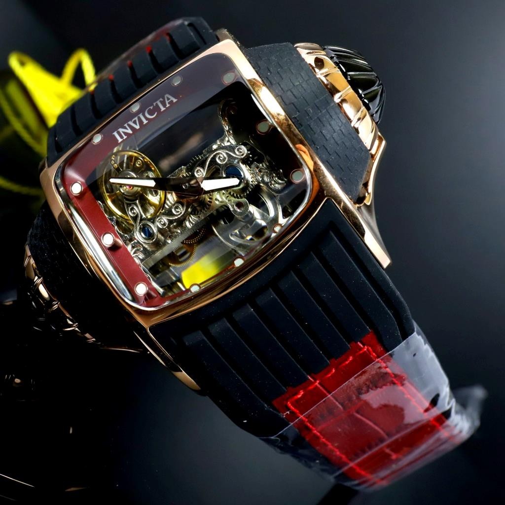 Invicta Vintage Ghost Bridge Automatic Skeletonized Rose Gold Red 68mm Watch New